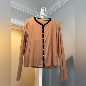 Brown button up long sleeve w under tank